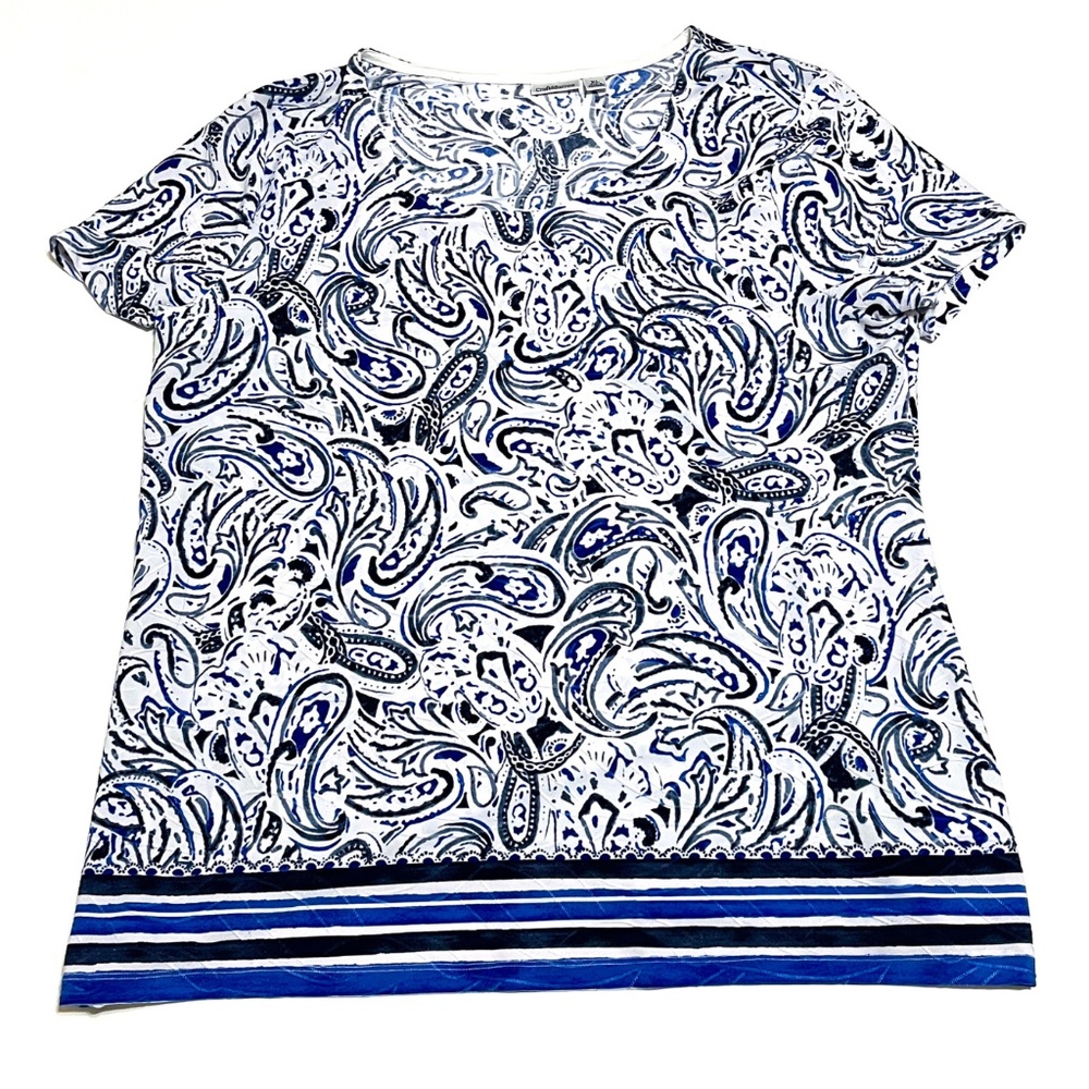 Womens Croft and Barrow Stretch Top Size XL Textured fabric Paisley Blouse